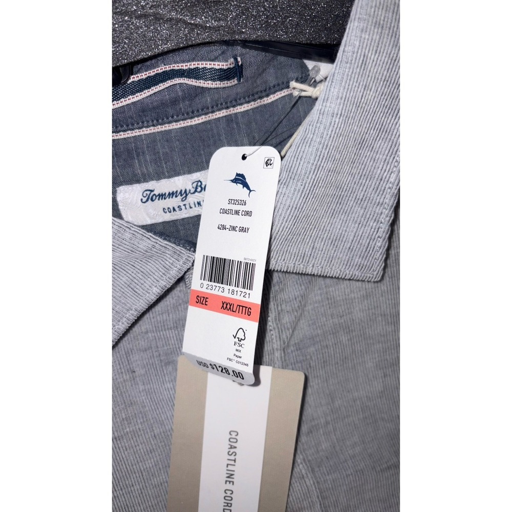 Tommy Bahama‎ Coastline Cord ST325326 3XL Zinc Gray Solid Button Down New - Picture 5 of 7
